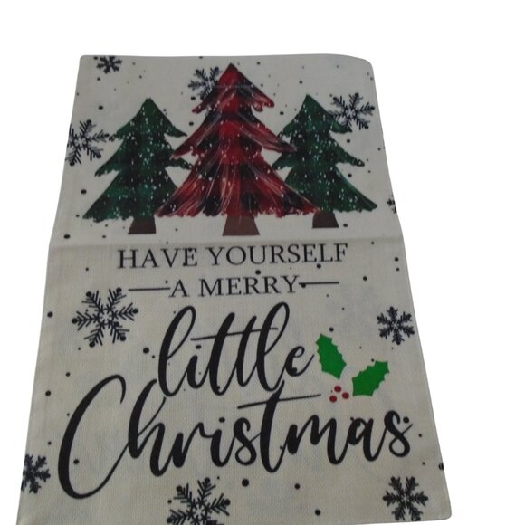 Festive Christmas Garden Flag Pine Trees Snow Flakes 12 x 18" Double Sided - Picture 4 of 4